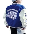 thumbnail image 2 of Men Women Embroidery Baseball Jackets Long Sleeves Oversized Button Down Varsity Bomber Jacket, 2 of 6