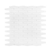 White Elongated Hexagon Glass Mosaic Tile