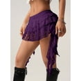 thumbnail image 4 of Purple Lace Tiered Ruffle Asymmetrical Mini Skirt With Built-In Safety Shorts, 4 of 6