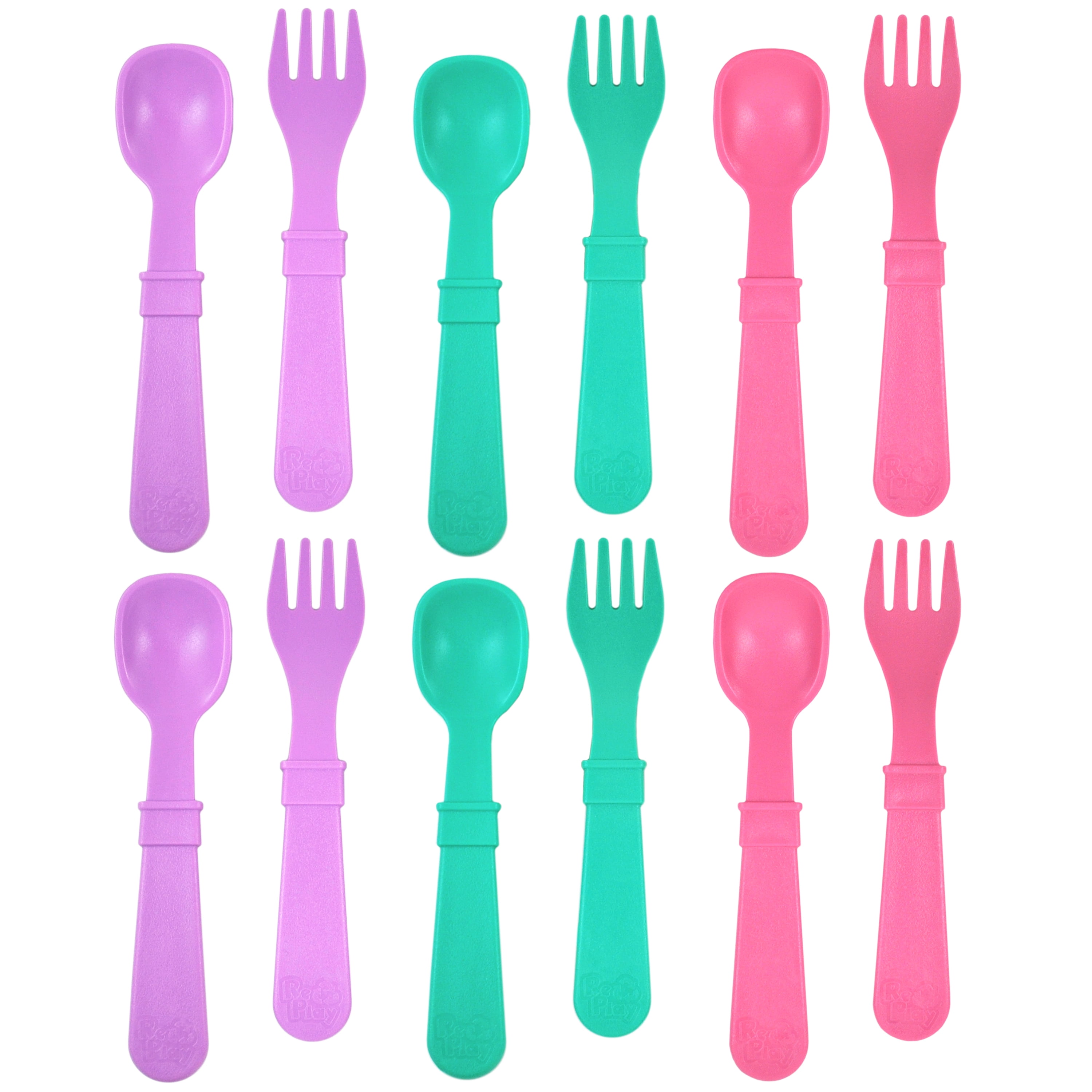 RePlay Made in USA 12pk Toddler Feeding Utensils Spoon and Fork Set