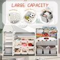 thumbnail image 3 of Children's Storage Organizer with with 17 Bins and 4 Bookshelves, Multi-functional Nursery Organizer with HDPE Shelf and Bins, Toy Storage Cabinet Unit for Bedroom, Lvingroom and Playroom, Grey, 3 of 7