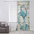 thumbnail image 3 of Teal Crab Coastal Semi Sheer Curtains Drapes for Living Room, Bedroom, French Doors Window 96 Inches Long, Summer Beach Nautical Starfish Retro Rod Pocket Chiffon Curtain Drapery Voile Drape Panel, 3 of 6
