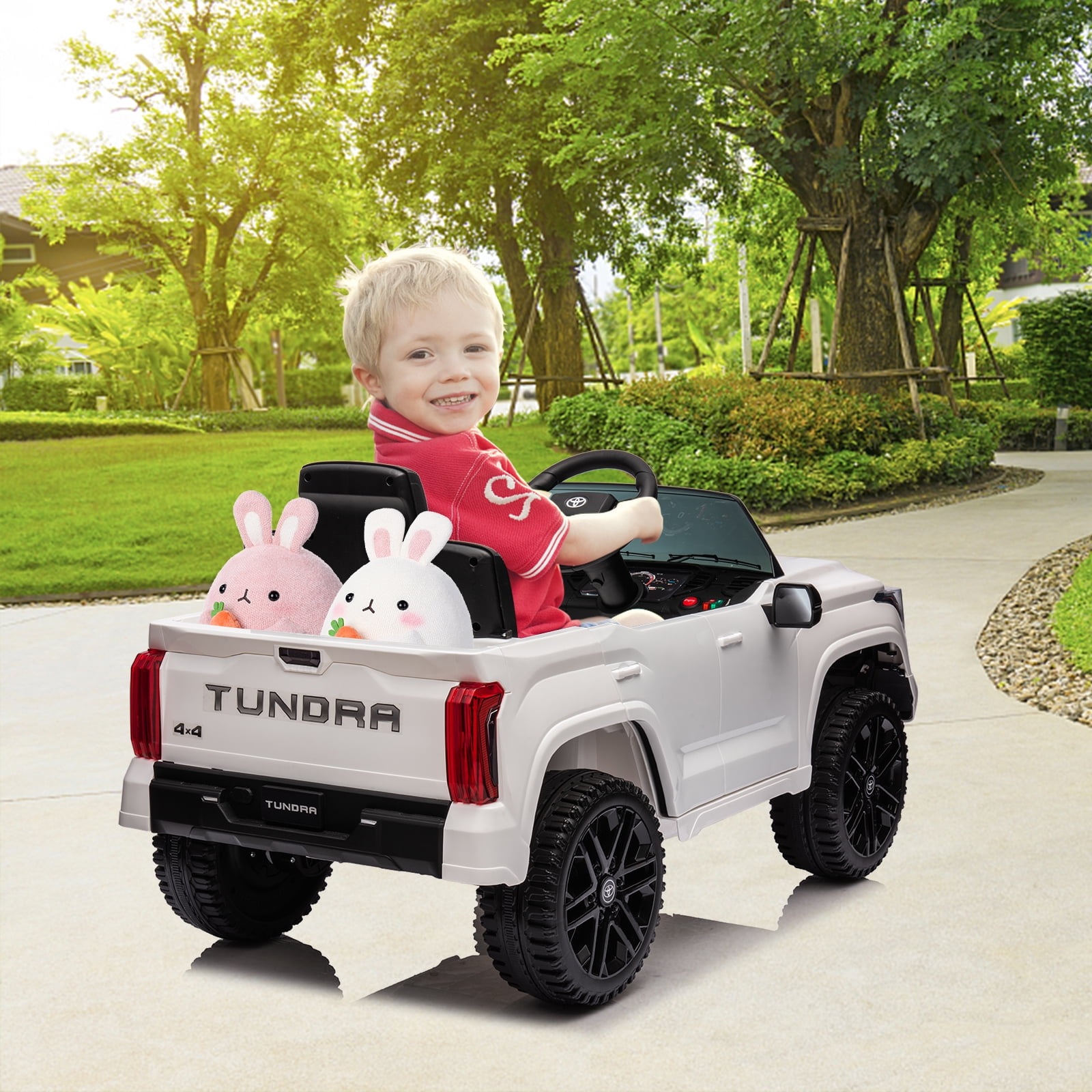 EastVita 12V Ride on Car [Toyota Licensed] Ride on Toys, Battery Powered Electric Car with Remote Control, MP3, LED Lights, Safety Belt etc. for Age 3+Boys Girls