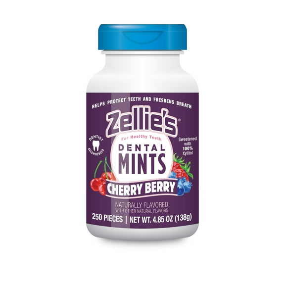 Zellie's Cherry Berry Xylitol Dental Mints, 250 Count Jar