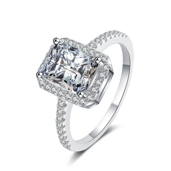 1ct/2ct Classic Moissanite Ring for Women - D Color VVS 925 Sterling Silver - Engagement Wedding Band Wife Gift - Passes Tester
