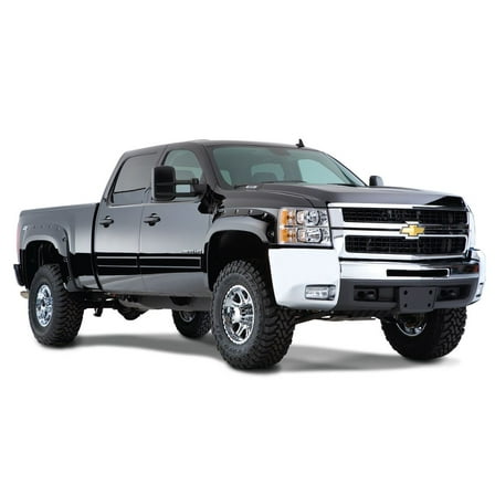 Bushwacker by RealTruck Cutout Pocket/Rivet Style Front & Rear Fender Flares | 4-Piece Set, Black, Smooth Finish | 40950-02 | Compatible with 2007-2013 Chevrolet Silverado 1500 w/ 5.8' Bed