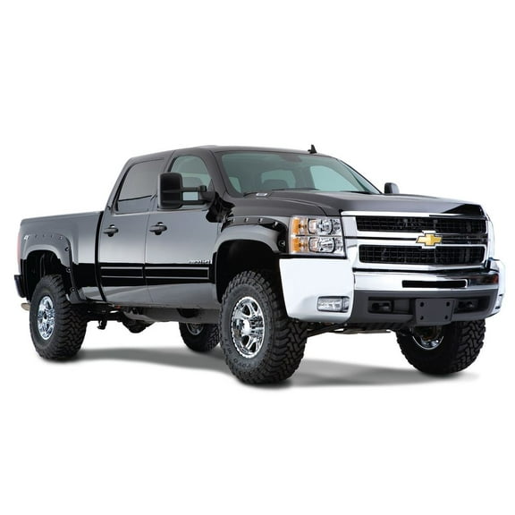 Bushwacker by RealTruck Cutout Pocket/Rivet Style Front & Rear Fender Flares | 4-Piece Set, Black, Smooth Finish | 40950-02 | Compatible with 2007-2013 Chevrolet Silverado 1500 w/ 5.8' Bed