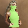 thumbnail image 2 of BiZtdJrK Women's Sleeveless Sun Protection Shirt with Face Mask Summer Trendy High Neck Cropped Tops Athletic Shirts Mint Green XL Gifts for Dad, 2 of 6