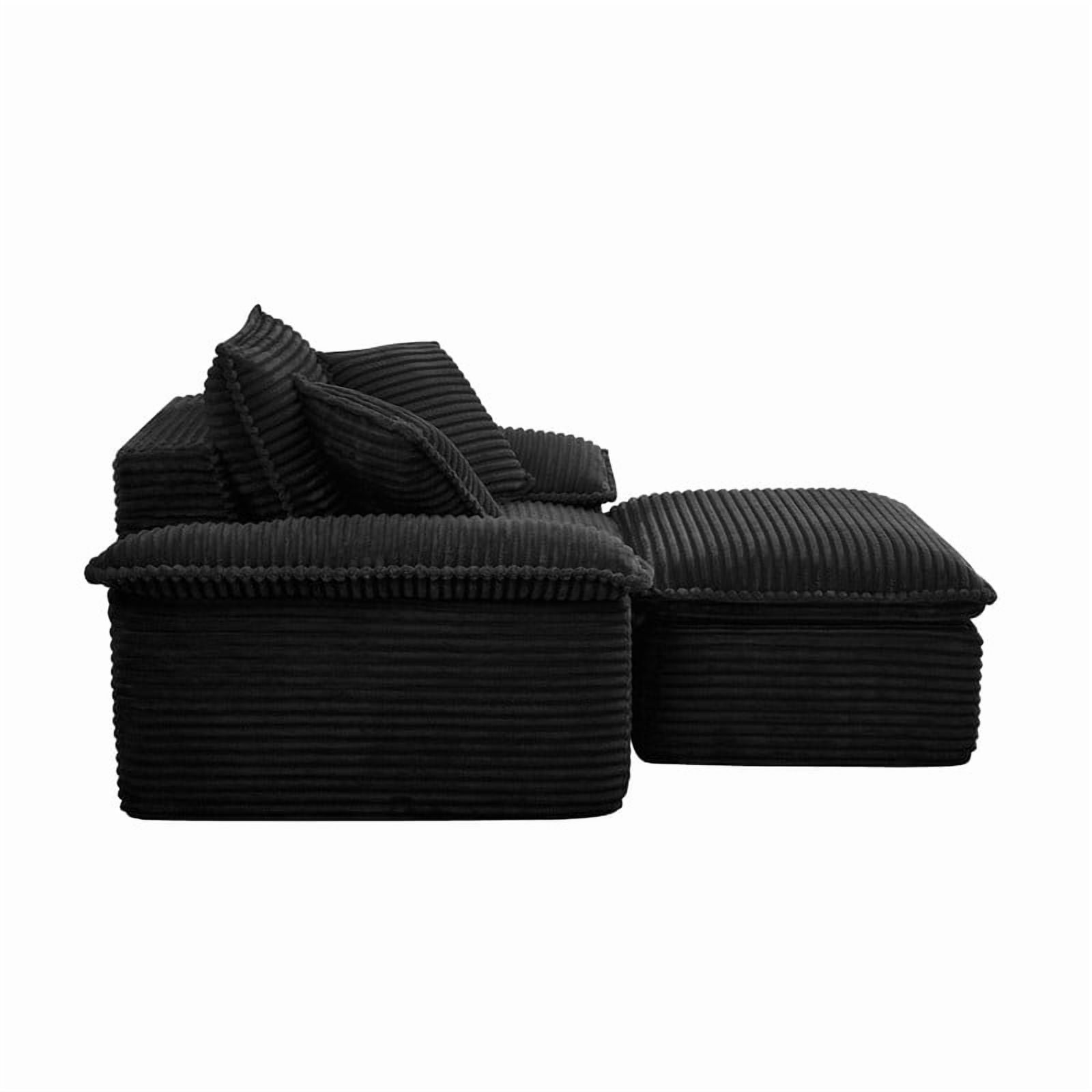 Oversized Single Sofa Chair with Movable 2-Layer Ottoman Set, Chaise Lounge Lazy Sofa, Modular Accent Floor Sofa