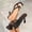 #0094-Black, variant on Women's Snake Print Mules, Patent Leather Thong Strap High Heels, Crisscross Open Toe Slingback Sandals, Versatile Evening Party Footwear Gift