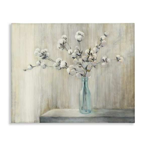Stupell Industries Beautiful Cotton Flower Grey Brown Painting Canvas Wall Art Design By Artist Julia Purinton