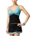 thumbnail image 4 of Profile by Gottex BLUE/BLACK Cocoon Printed Plunge Tankini Top, US 32D, UK 32D, 4 of 4
