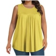 thumbnail image 3 of Plus Size Tank Tops for Women Solid Color Sleeveless Crew Neck Plication T Shirts Summer Tops Casual Tees Loose Fit Shirts Solid color Wrinkle Blouse, 3 of 7