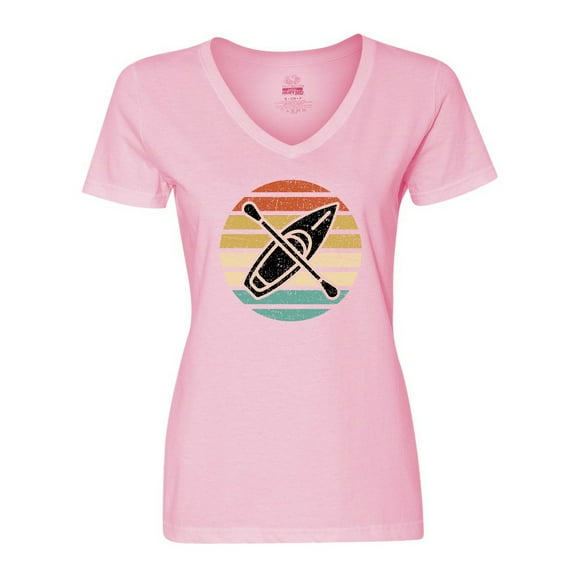 Inktastic Kayaking Retro Kayak Boating Women's V-Neck T-Shirt