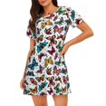 thumbnail image 4 of Salouo Colorful Flying Butterflies Print Short Sleeve Sleepshirt for Womens Comfy Nightgown Scoopneck Cute Nightdress Ruffle -XX-Large, 4 of 7