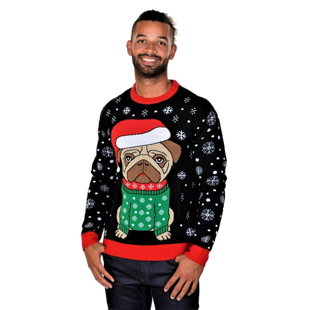 Mens Pug Christmas Sweater 