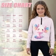 thumbnail image 7 of Xoenoiee Cute Axolotl Print Girls Zip Up Hoodie Oversized Sweatshirt Cute Trendy Zipper Pullover Tops Teen Girl Casual Mock Neck Fall Winter Sweater, 7-8 Years, 7 of 7