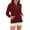 Wine, variant on Baqcunre Womens Sweaters Women's Solid Color Long Sleeved Loose Casual Hooded Drawstring Pocket Plush Sweater Womens Sweatshirts Womens Fall Tops Army Green L