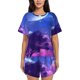 thumbnail image 1 of Fotbe Dreamy Colorful Starry Sky Conjunto de Pijama Estampado para Mujer, 2 Piezas, Ropa de Dormir con Camiseta de Manga Corta y Shorts Suaves-Large, 1 of 6