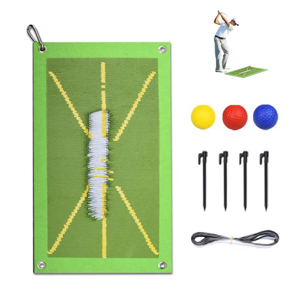 TFixol Portable Golf Swing Practice Mat with Ball Trajectory Display, Durable Rubber & Flannel Surface for Indoor/Outdoor Use, Includes Golf Balls & Accessories.