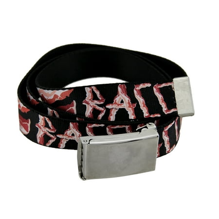 - Black Polyester Web Bacon Belt w/Chrome Buckle