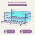 thumbnail image 5 of Memoryfield Twin Daybed with Trundle, Metal Bed Frame with Charging Station & LED Lights, Steel Slat Support for Living Room, Guest Room & Small Spaces, Purple, 5 of 7