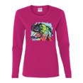 thumbnail image 2 of Wild Bobby, Cute Rainbow Neon Doberman Dog Lover Womens Graphic Long Sleeve T-Shirt, Fuschia, X-Large, 2 of 3