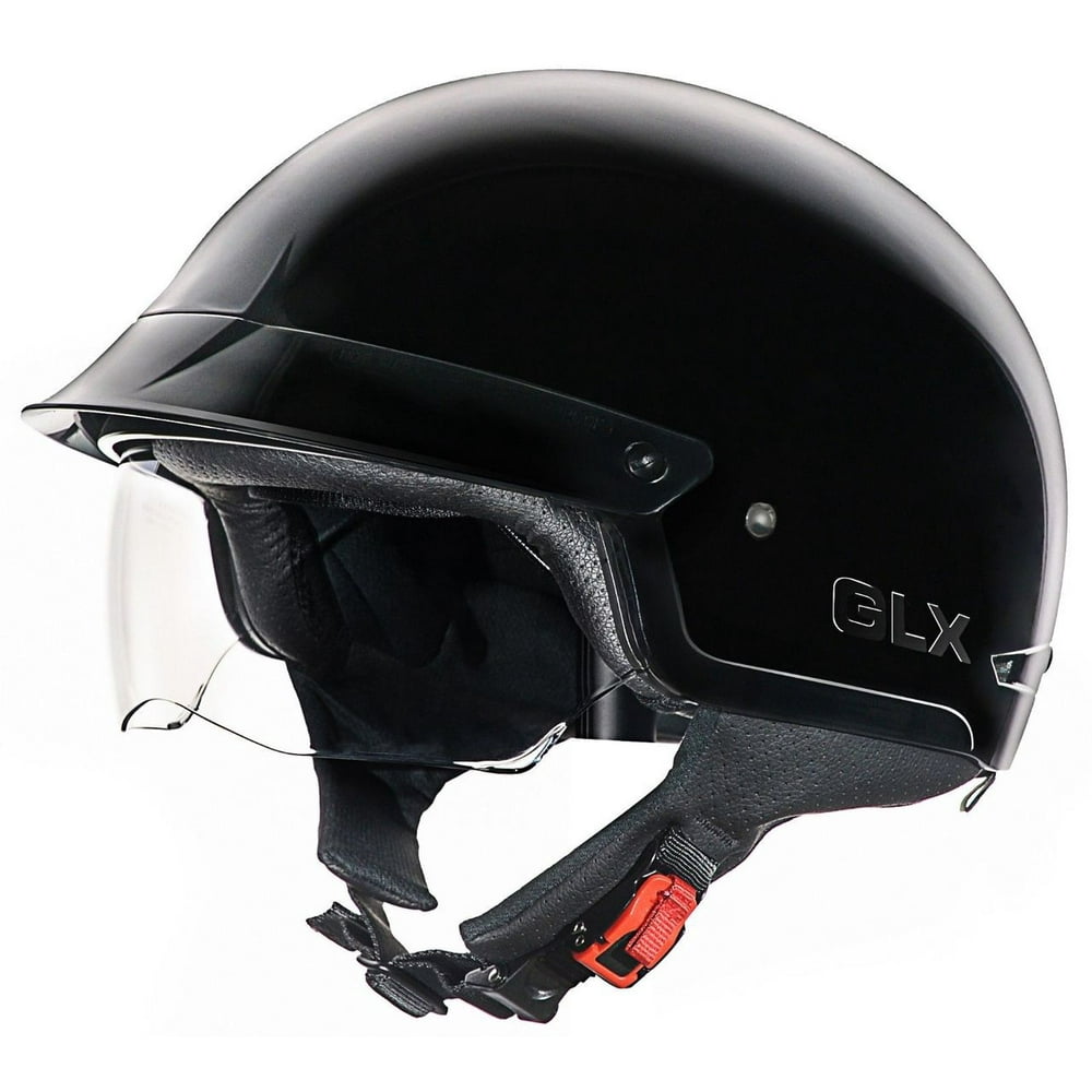 GLX Helmets M14 Half Motorcycle Helmet (Black, Small) - Walmart.com