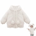 thumbnail image 2 of Coerni Toddler Baby Girls Faux Coats Winter Fleece Jacket Warm Clothes Bunny Rabbit Ear Full Zip Hooded Outwear 1-6 Years, 2 of 7