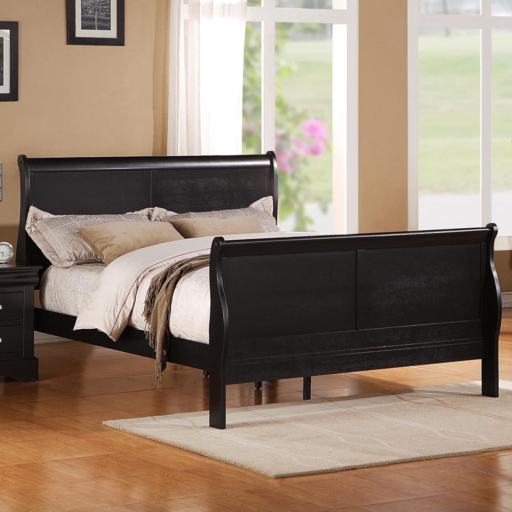 Standard Furniture Lewiston Black Panel Bed in Black (Queen