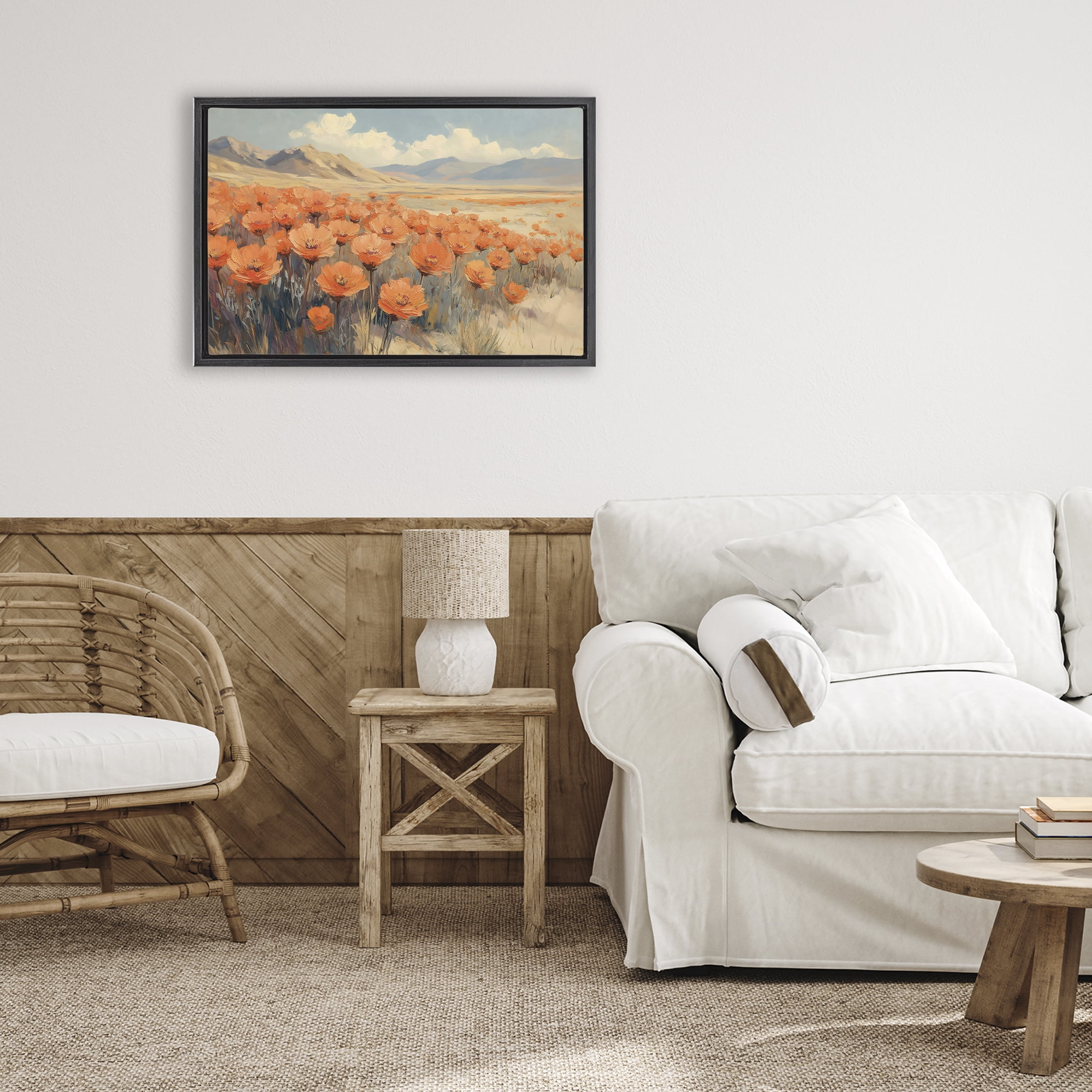 Stupell Industries Desert Poppies in Valley Black Framed Floater Canvas Wall Art, design by Gina Kelly