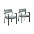 thumbnail image 3 of Benjara Arto 24 Inch Outdoor Dining Armchair Set of 2, Rope Back Cushion, Gray Wood, 3 of 5