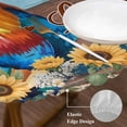 thumbnail image 3 of Sunflowers Chickens Round Tablecloth, Fitted Table Cover with Elastic for 45"-54" Round Tables, Farms Animal Wooden Grain Cabin Table Cloth Outdoor Indoor Dinning Party Waterproof Tablecloths, 3 of 7