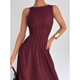 thumbnail image 6 of Burgundy A-Line Maxi Dress With Ruched Waist, Sleeveless Design, And Side Slit For Casual Summer Wear, 6 of 6