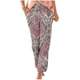 thumbnail image 2 of Roncen Women's Floral Print Jogger Pants - Casual Elastic Waist Trousers with Elastic Cuff & Pockets, Loose Fit Comfortable Long Pants, 2 of 5