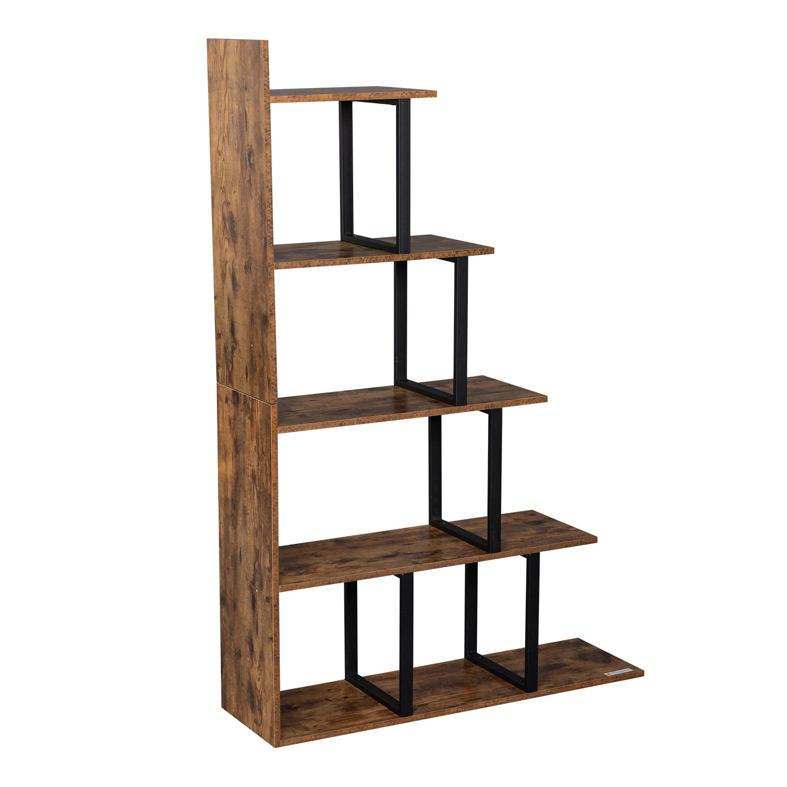 Kepooman 5-Tier Bookshelf, Industrial Vintage Freestanding Bookcase Multipurpose Storage Display Rack, Modern Industrial Metal Bookcase Display Rack and Storage Organizer for Living Room Bedroom Kepooman 5-Tier Bookshelf, Industrial Vintage Freestanding Bookcase Multipurpose Storage Display Rack, Modern Industrial Metal Bookcase Display Rack and Storage Organizer for Living Room Bedroom
