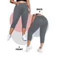 thumbnail image 5 of FlorCurve Plus Size Capri Leggings for Women with Pockets High-Waist Tummy Control Cropped Pants Stretch Athletic Leggings, Gray 3XL, 5 of 6