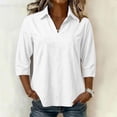 thumbnail image 4 of cocolona Womens Solid Color Collared Blouses 3/4 Sleeve Casual Shirts Summer Vacation Beach Tops, 4 of 7
