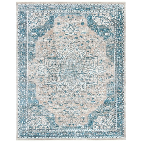 SAFAVIEH Victoria Lorraine Floral Bordered Area Rug, 9' x 12', Blue/Grey