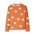 thumbnail image 5 of St. Patrick's Day Sweatshirt for Women Textured Quilted Fabric Clover Print Crewneck Long Sleeve Pullover Loose Fit Festive Clothes, 5 of 5