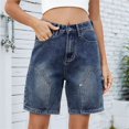 thumbnail image 4 of Pantalones Cortos Cargo Holgados Vintage Hasta la Rodilla con Bolsillos para Mujer, Cintura Alta, Estilo Urbano Y2K. Azul XL, 4 of 10