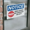 thumbnail image 4 of (2 Pack) Pool Closed No Lifeguard On Duty Sign With Symbol OSHA Notice Sign 18 Inch X 12 Inch Vinyl Label Decal Sticker Weather Resistant, UV Protected for Workplace, Business, and, 4 of 7