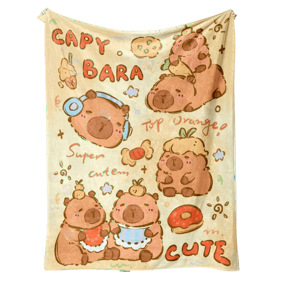 Manta SANMU de franela suave con dibujos animados de carpincho para todas las estaciones
