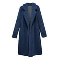 thumbnail image 4 of XEGLSBU Women Sweaters Fall under 5 Ladies Fashion Solid Color Long Sleeve Mid Length Lamb Velvet Coat Wool Coats for Women Black Cardigan Sweaters for Women Plus Size Navy Size L, 4 of 7