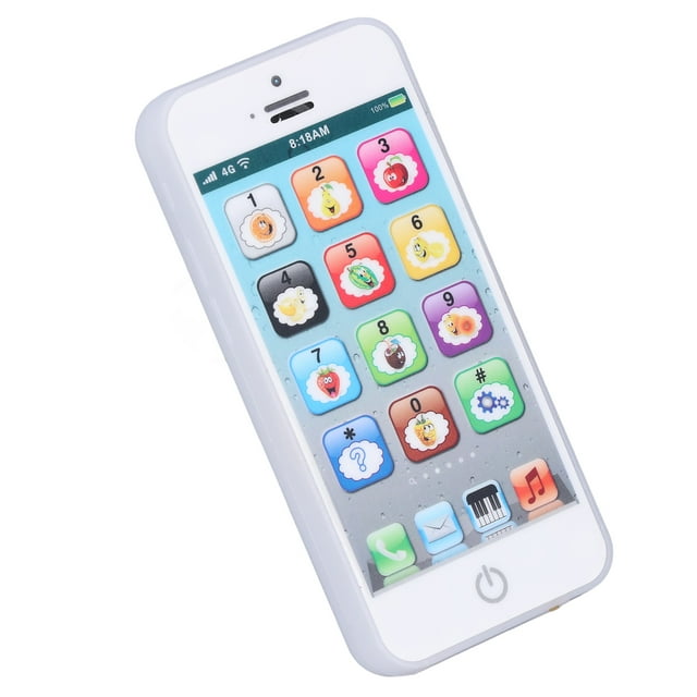 Jouet de Téléphone pour Enfants Jouet de Téléphone Cellulaire Jouet de Téléphone Mobile pour Bébé Simulation en Forme Musique Claire Lumière Cool Jouet de Téléphone Mobile en Anglais Blanc