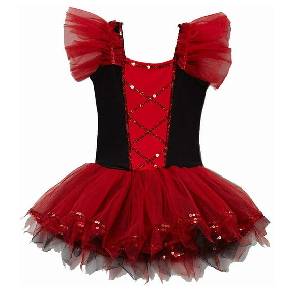 Wenchoice Red & Black Sequin Ballet Dress Girl's L(7T-8T)