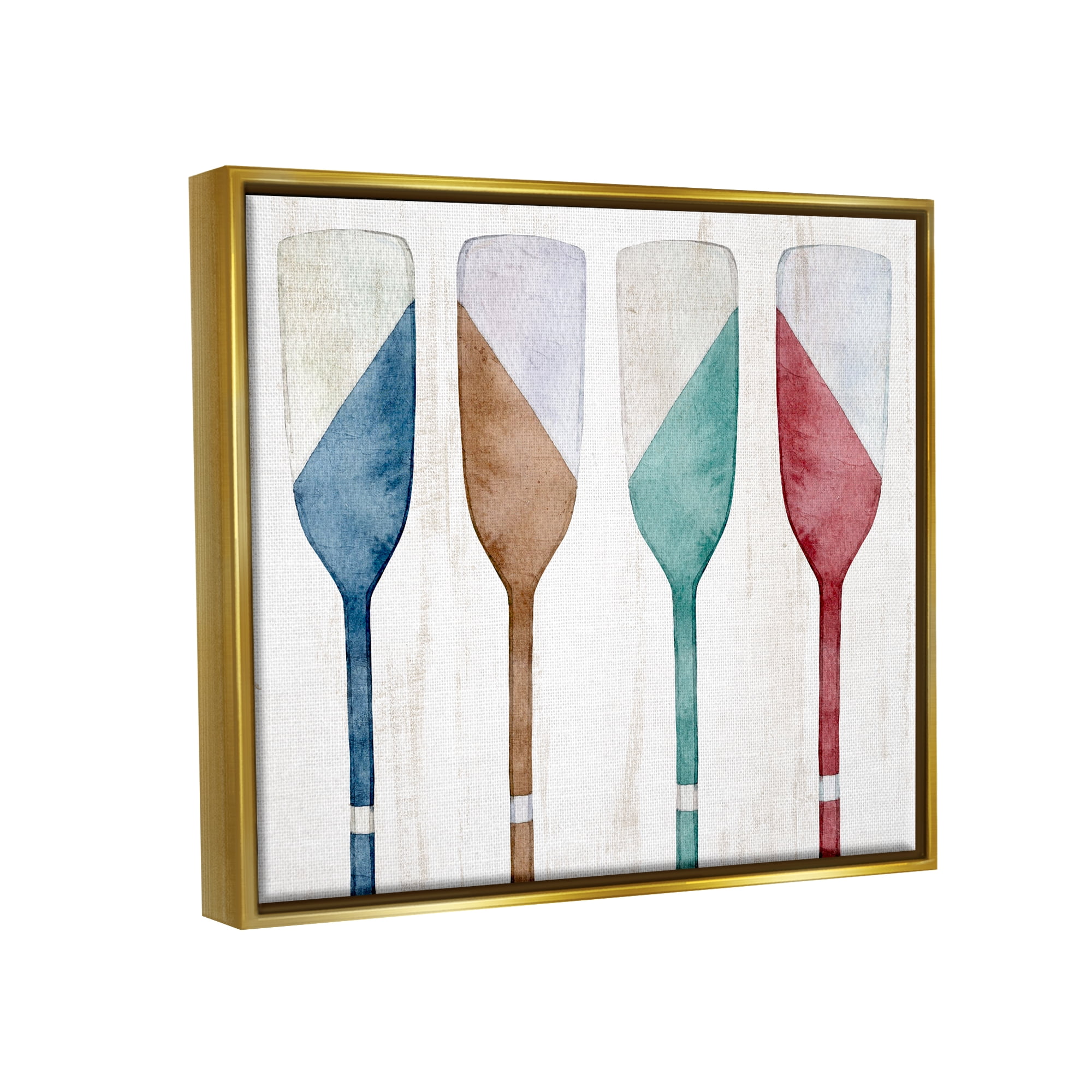Stupell Industries Rustic Boat Oars Nature Painting Gold Floater Framed Art Print Wall Art, 21 x 17