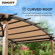 Sunjoy Aura 8.5 x 13 ft. Outdoor Steel Arched Pergola with Tan Weather-resistant Fabric Canopy for Patio, Backyard, Garden Activities