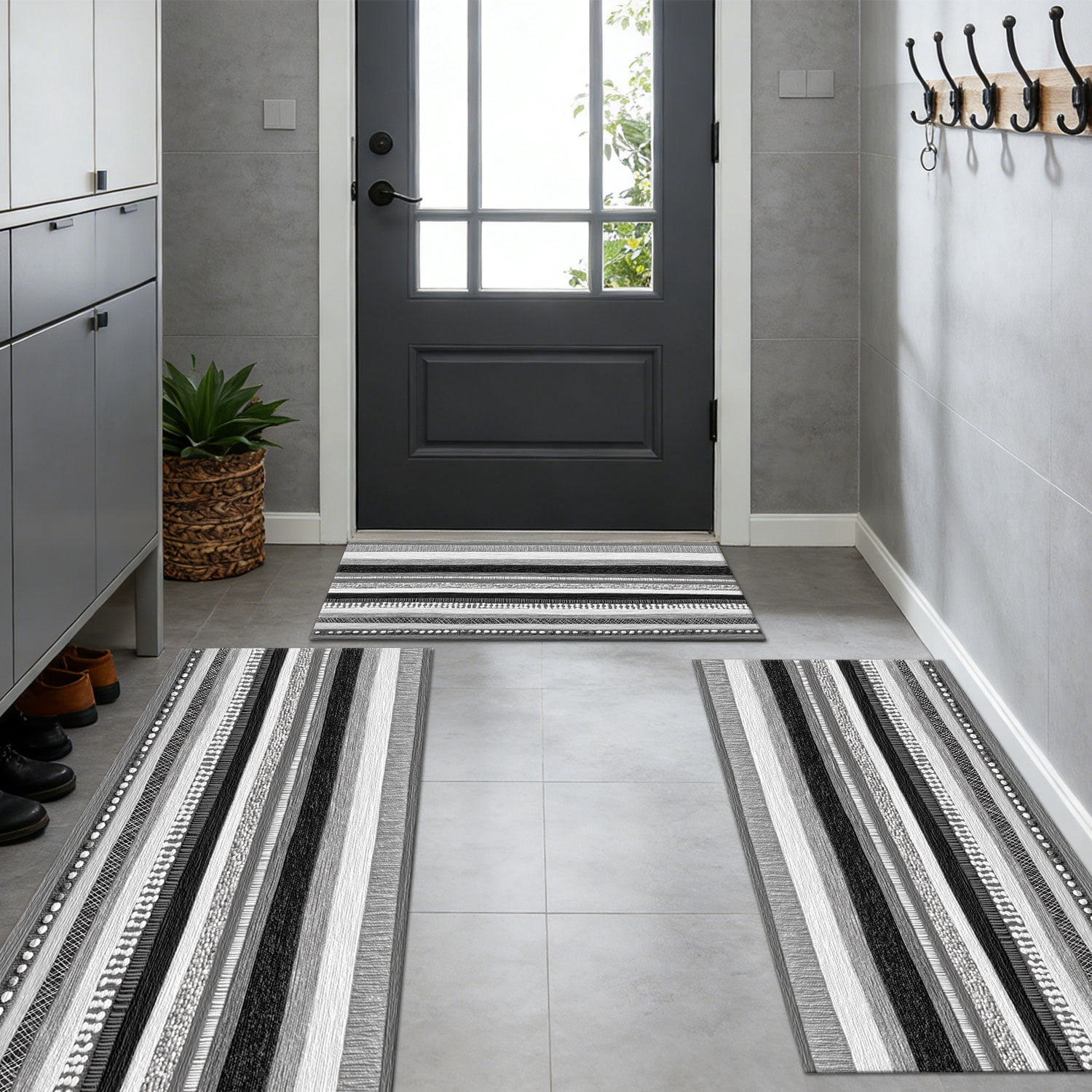 3 Piece Kitchen Rug Set, Non-Slip And Washable, Abstract Pattern Kitchen Hallway Rug, Soft And Comfortable, Suitable For Sinks, Floors, Entrances, Hallways and Bathrooms