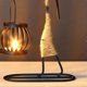 thumbnail image 2 of Candle Holder Wrought Iron Unique Shape Hemp Rope Artistic Candelabrum For Bar Decoration Dining Room Table, 2 of 5